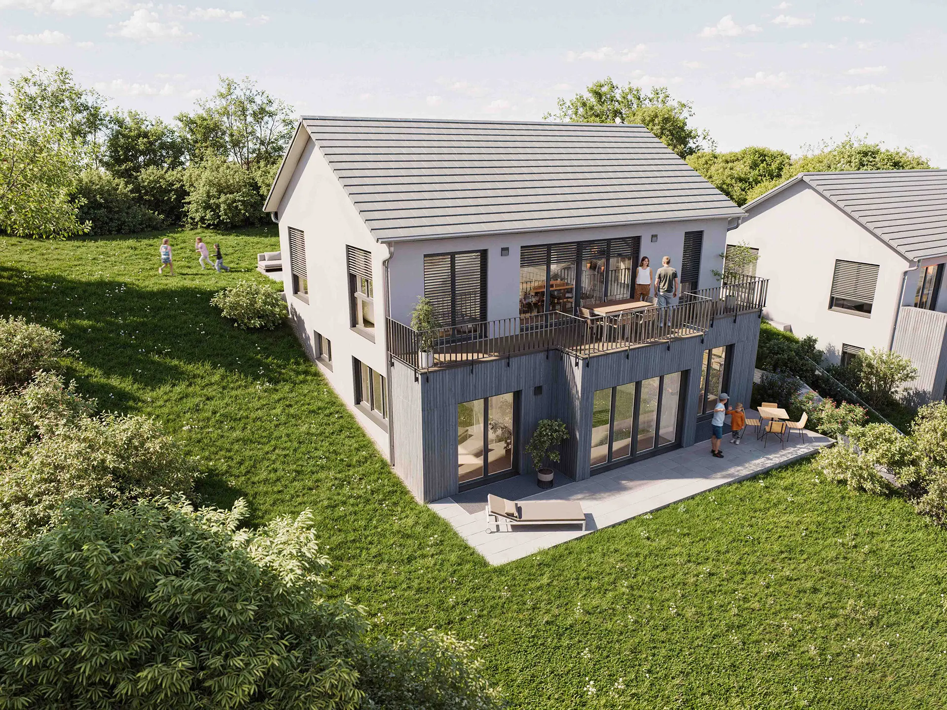 immostark - Foto einer Immobilie mit viel Grünfläche zum Thema: Immobilie kaufen